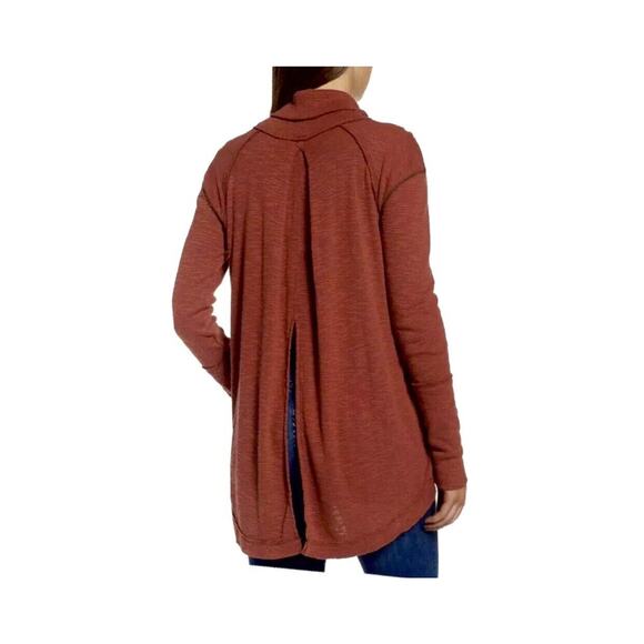 NWT Free People Small Red Orange Split Back Turtleneck Knit Top Tunic OB536113 - Picture 8 of 10